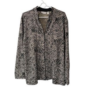 Chico’s Travelers Jacket Woman’s Sz 16 Full Zip long sleeves Shimmer